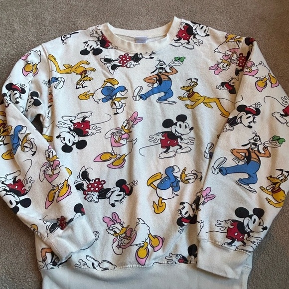 Disney Women Sweatshirt Size Small (Jr 3-5) Mickey Minnie Daisy Donald Pluto S - Picture 2 of 7